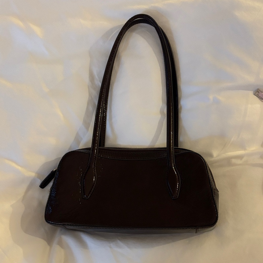 Madewell Dark Brown Patent Leather Shoulder Bag